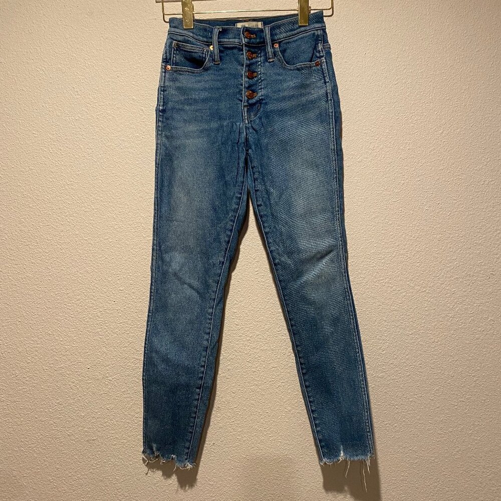 Madewell High Rise Skinny Jeans Size‎ 25 Button Fly Raw Hem Denim